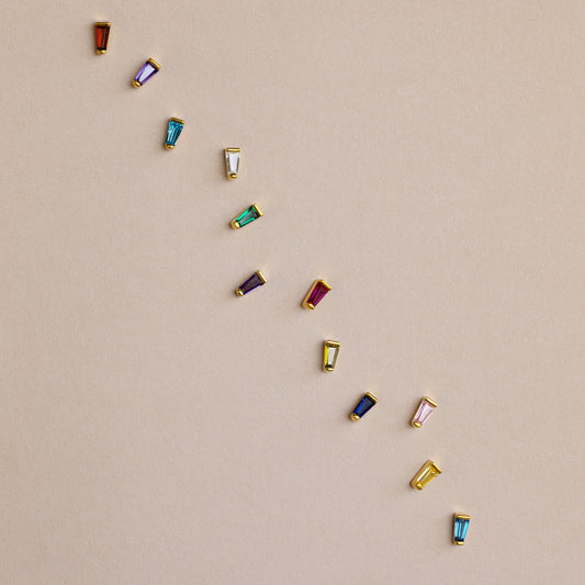 Tapered Baguette Birthstone Studs