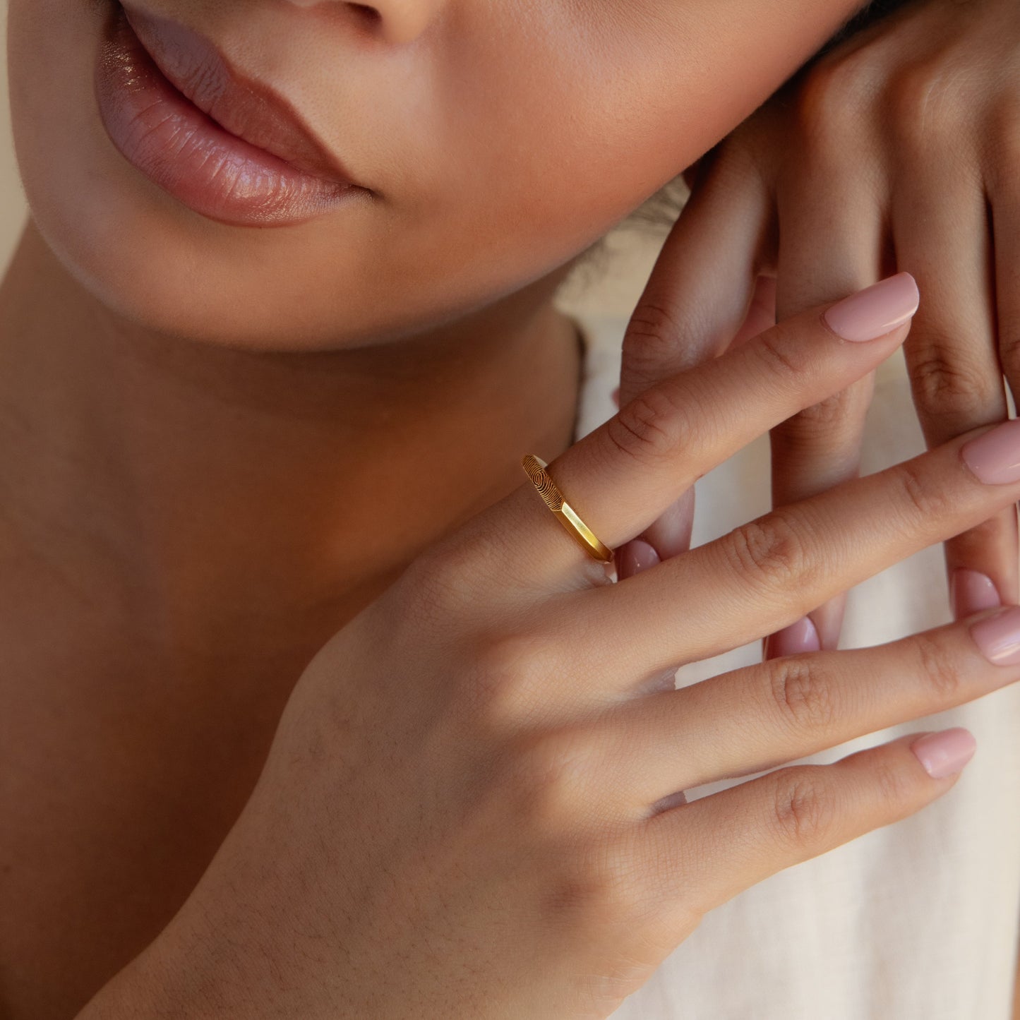 Thin Fingerprint Signet Ring