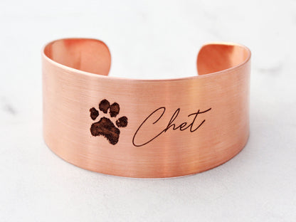 Actual Paw Print Bracelet | 1 1/8" Cuff