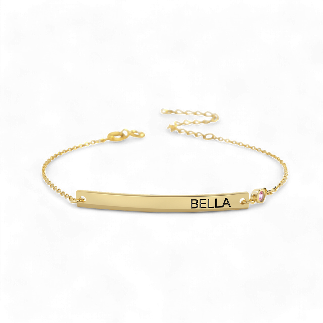 Dainty Bar Bracelet with Birthstone