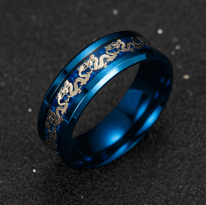 Chinese Dragon Inlay Ring - Attract Luck