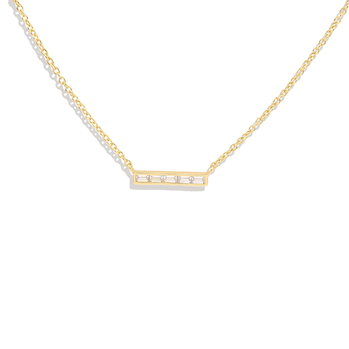 Dainty Crystal Bar Pendant Necklace