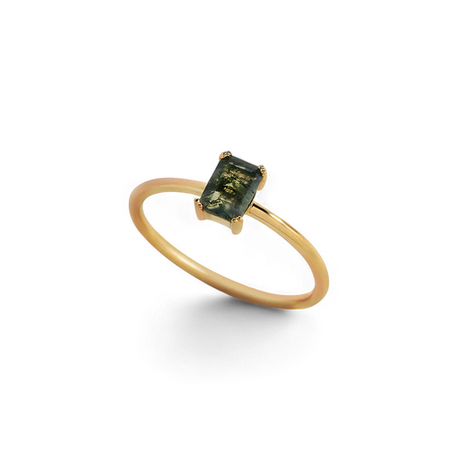 Dainty Moss Agate Ring