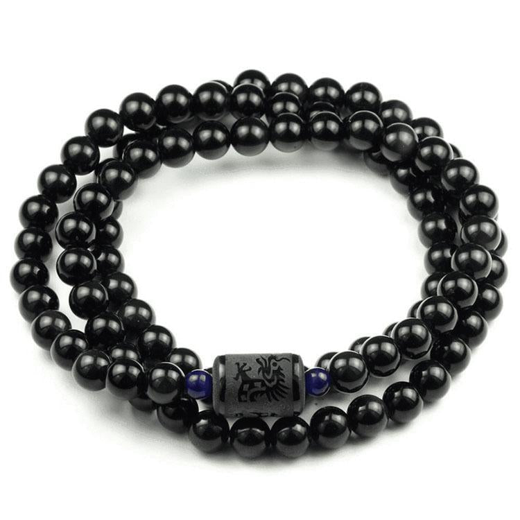 Dragon and Phoenix Obsidian Bracelet Wrap - Inspire Honesty and Eternal Love