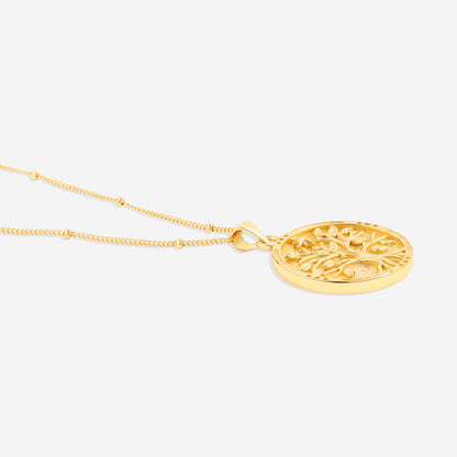 Tree of Life Vermeil Coin Pendant Necklace