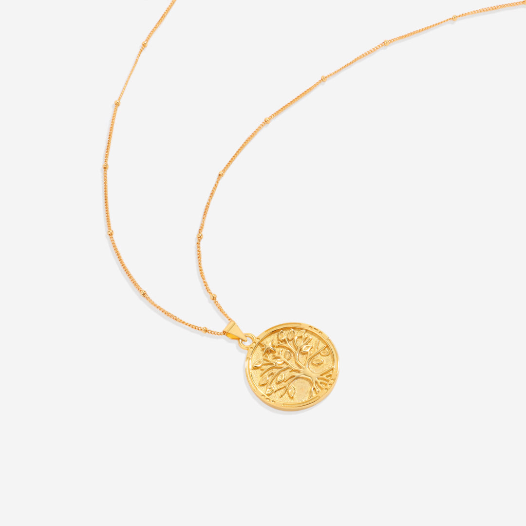 Tree of Life Vermeil Coin Pendant Necklace