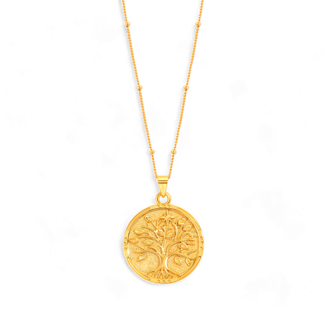 Tree of Life Vermeil Coin Pendant Necklace