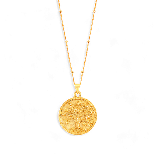 Tree of Life Vermeil Coin Pendant Necklace