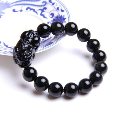 Black Obsidian Pixiu Bracelet - Wealth Protection