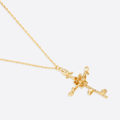 Floral Cross Pendant Necklace