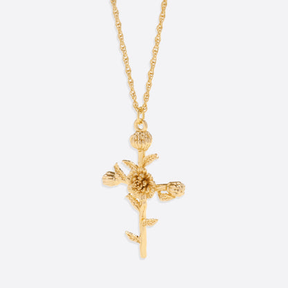 Floral Cross Pendant Necklace