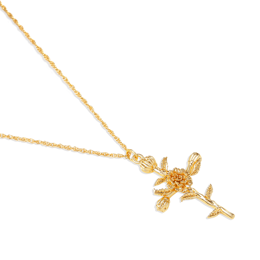 Floral Cross Pendant Necklace