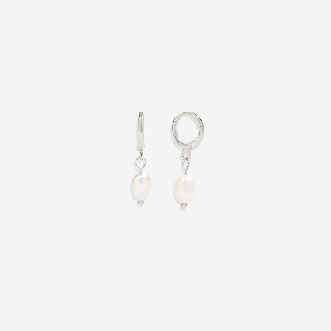 Freshwater Pearl Drop Huggie Earrings