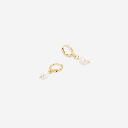 Freshwater Pearl Drop Huggie Earrings