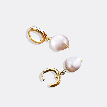 Freshwater Pearl Drop Huggie Earrings