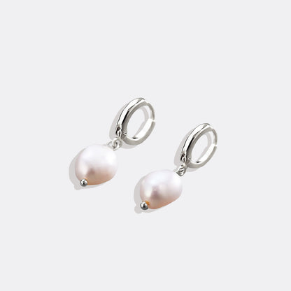 Freshwater Pearl Drop Huggie Earrings