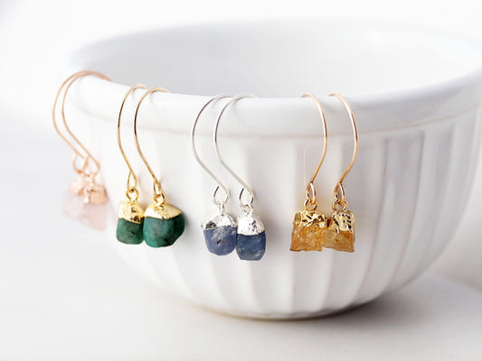 Gemstone Dangle Earrings (Hook)