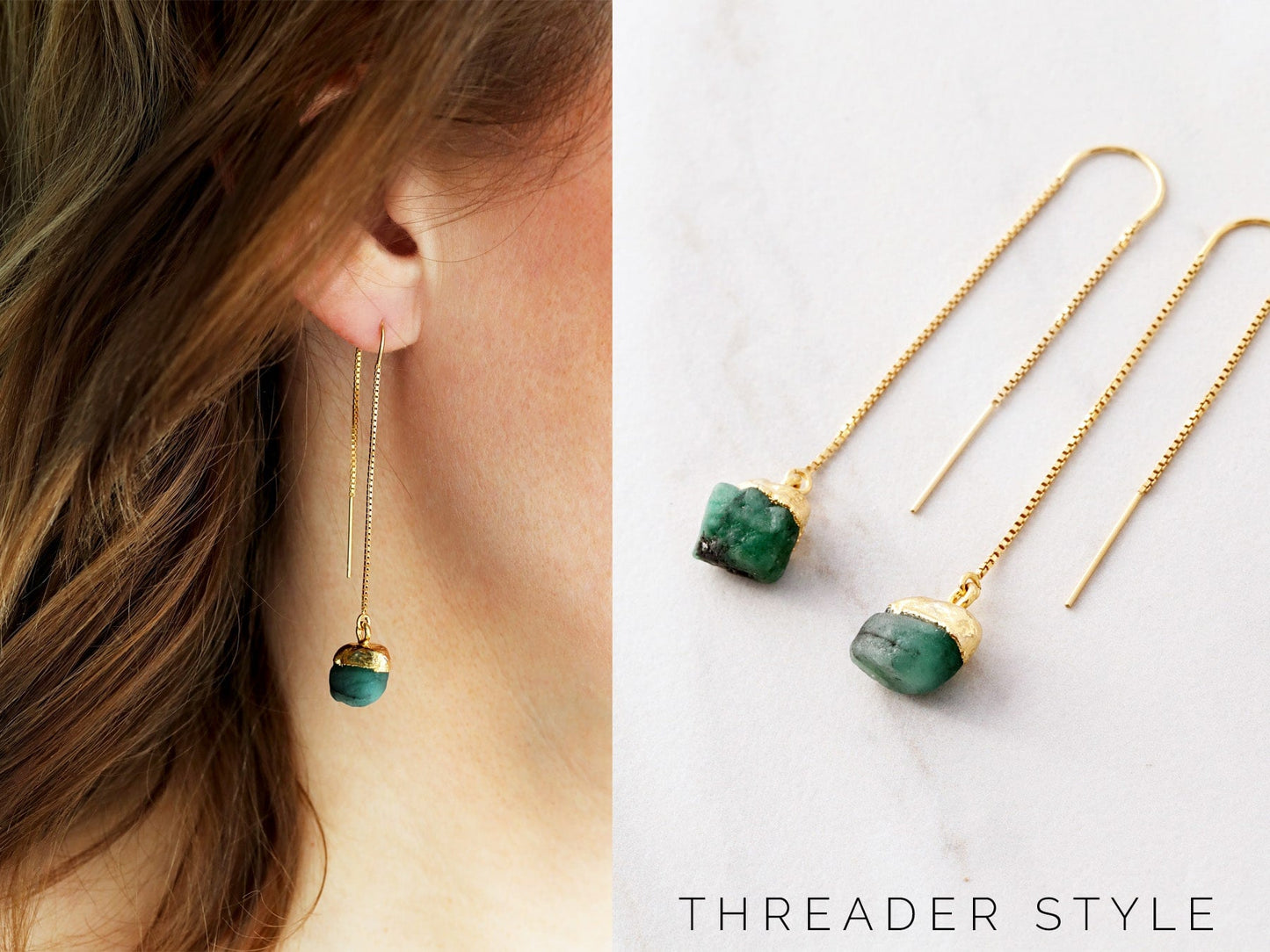 Gemstone Threader Earrings