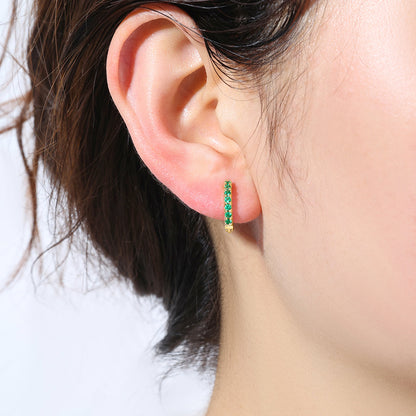 Gemstone Huggie Hoop Sleeper Earrings