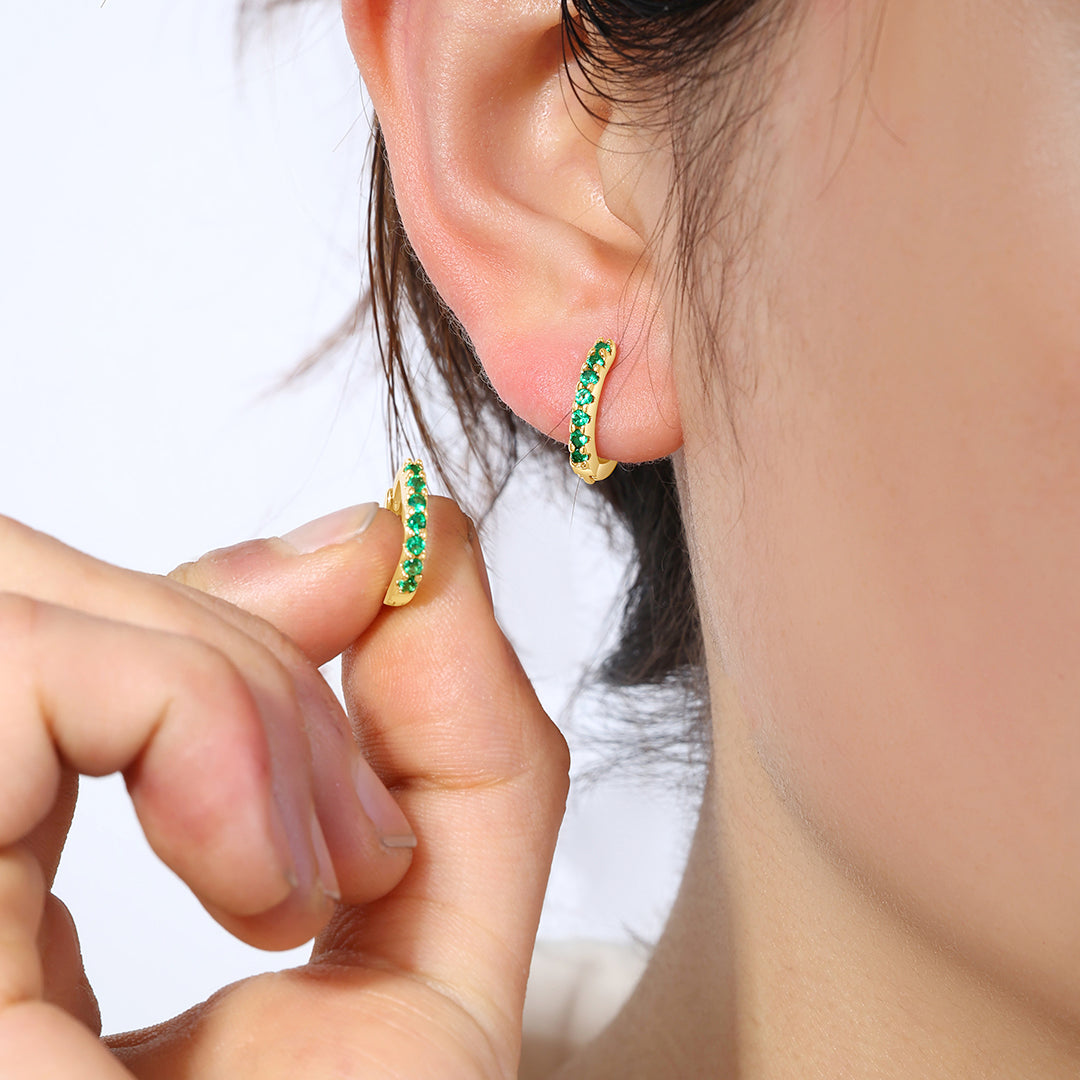 Gemstone Huggie Hoop Sleeper Earrings