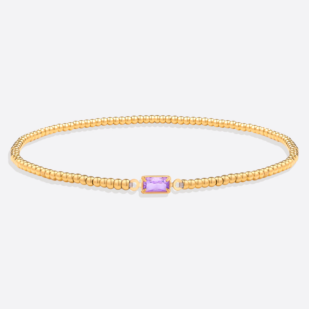 Gold Beaded Birthstone Bracelet