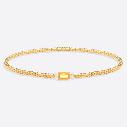 Gold Beaded Birthstone Bracelet