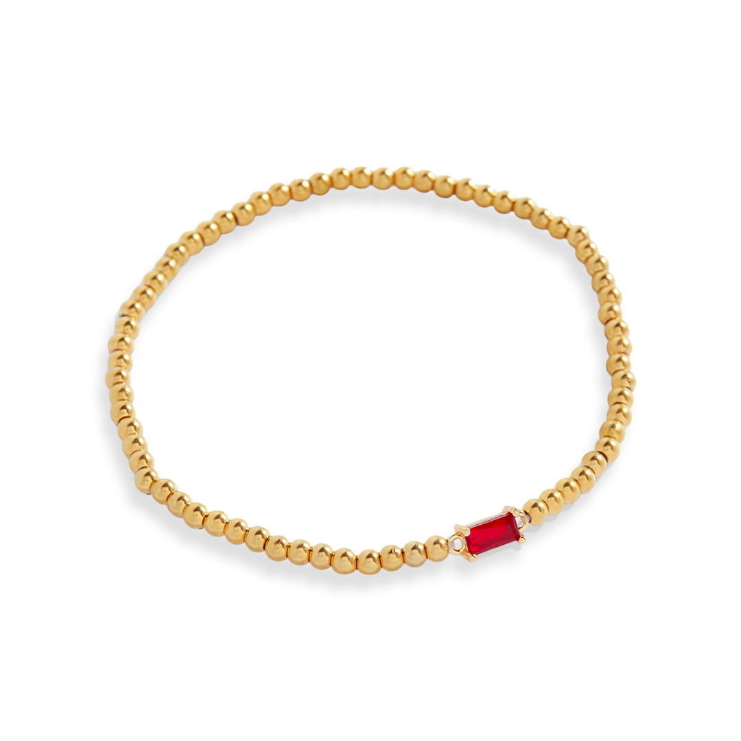 Gold Beaded Birthstone Bracelet