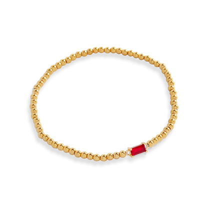 Gold Beaded Birthstone Bracelet