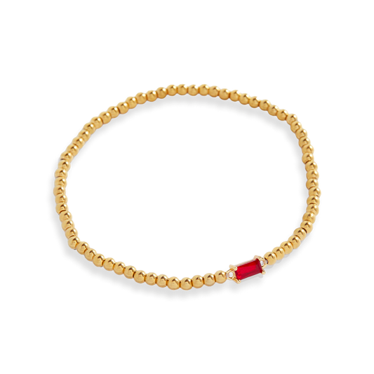 Gold Beaded Birthstone Bracelet