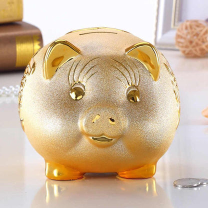 Gold Chinese Piggy Bank - Ceramic