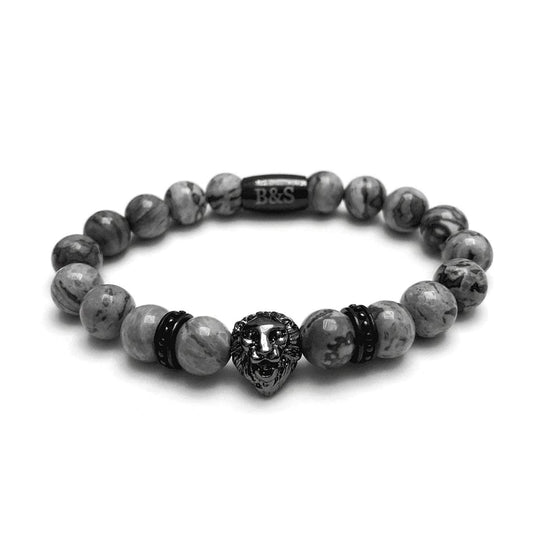 Black Lion & Grey Stones Bracelet