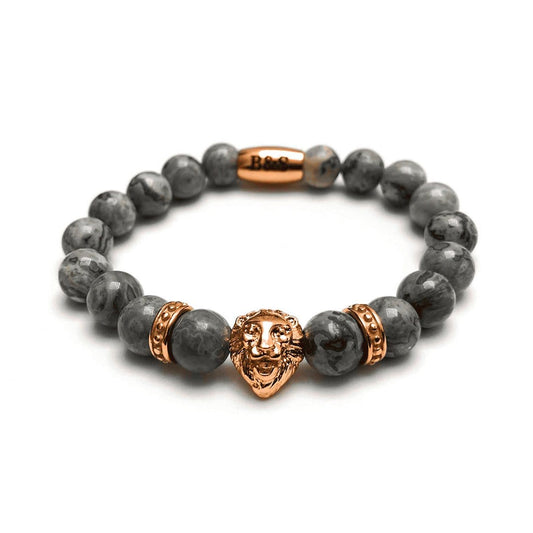 Rose Gold Lion & Grey Stones Bracelet