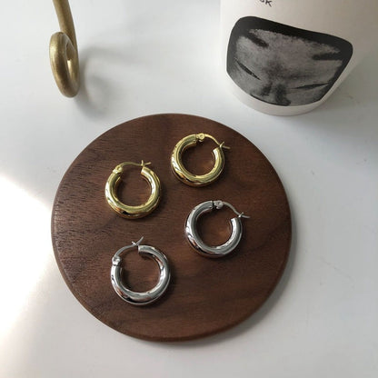 Thick Hollow Hoop Earrings