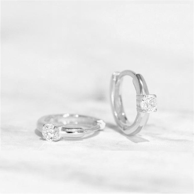 Dainty Single Stone Huggie Hoops