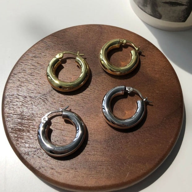 Thick Hollow Hoop Earrings