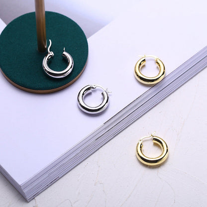 Thick Hollow Hoop Earrings