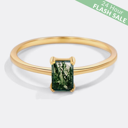 Dainty Moss Agate Ring