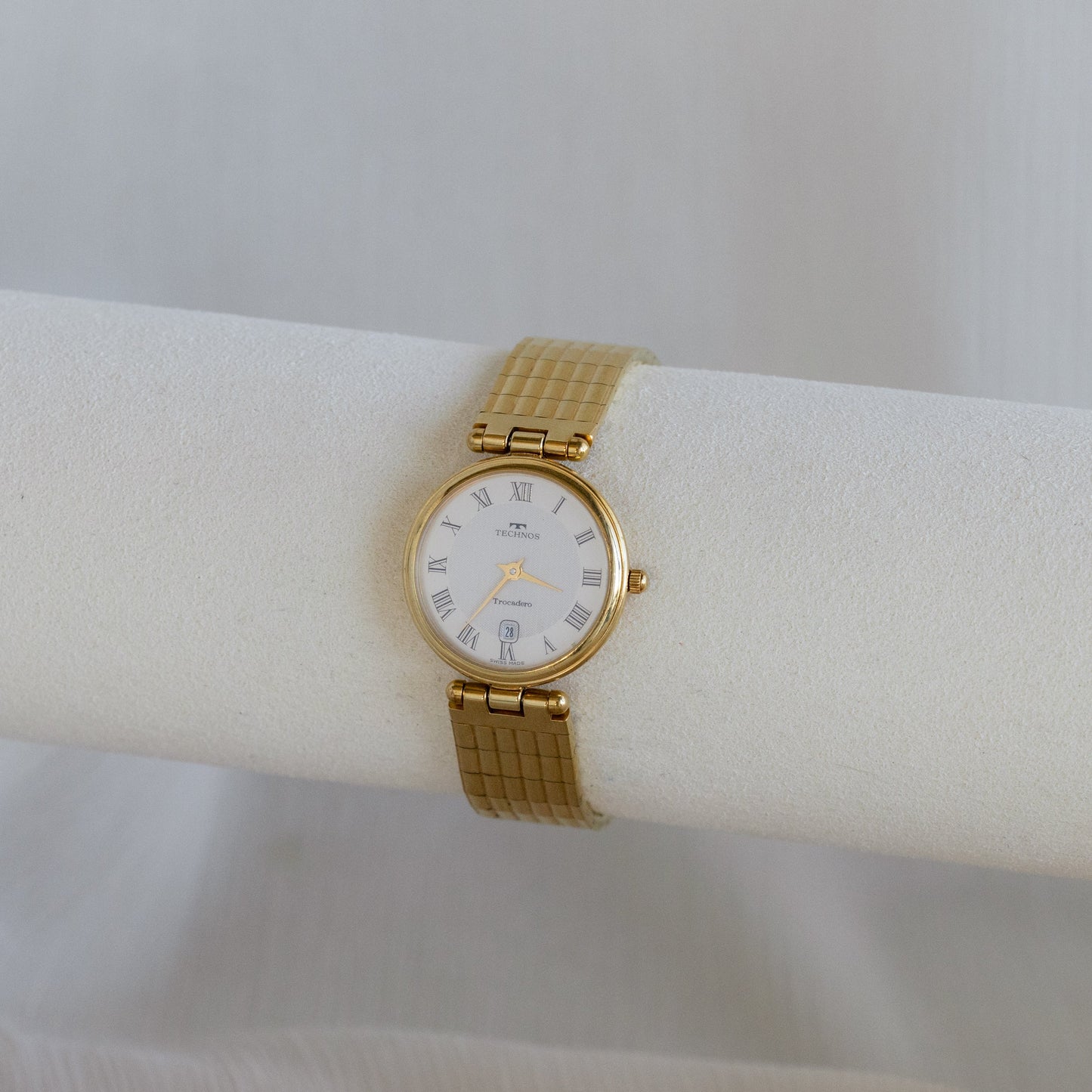 Vintage Technos Swiss Round Gold Watch