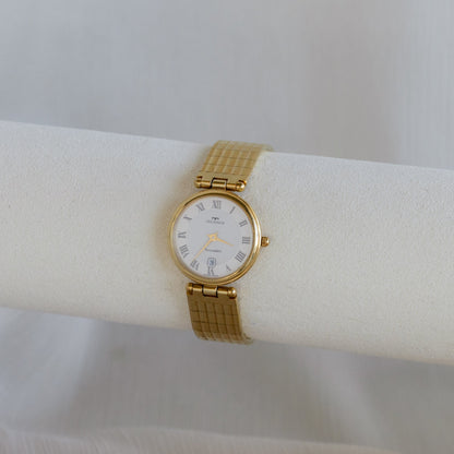 Vintage Technos Swiss Round Gold Watch