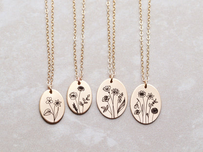 Build a Birth Flower Necklace | Oval