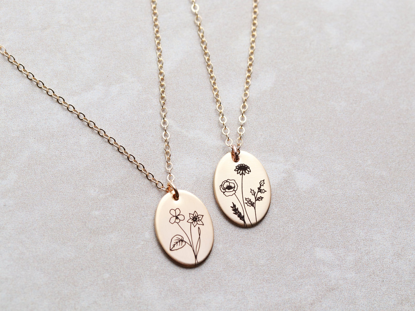 Build a Birth Flower Necklace | Oval