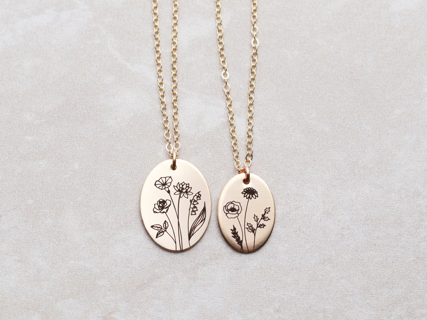 Build a Birth Flower Necklace | Oval