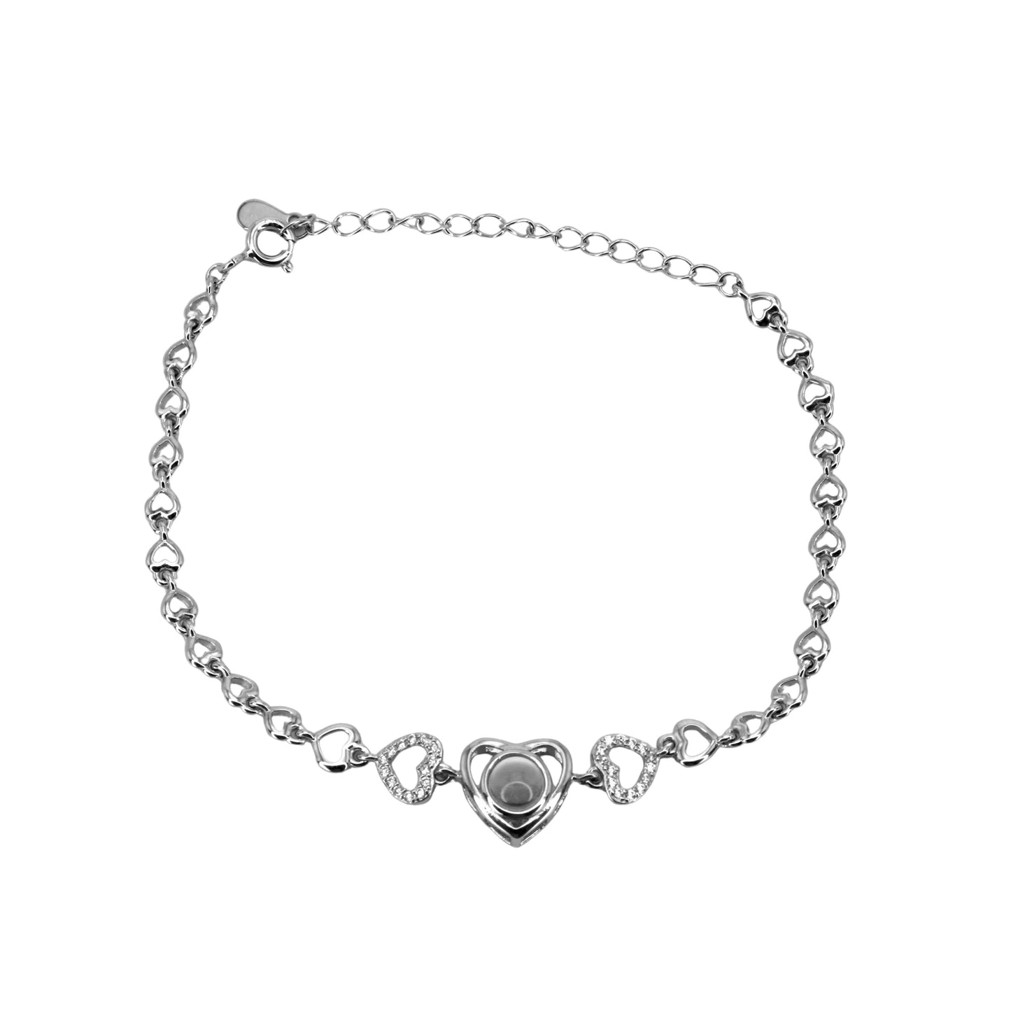 Diamond Heart Pendant Projection Bracelet