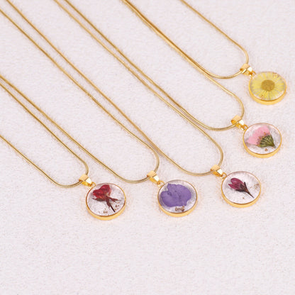 Pressed Birth Flower Necklace