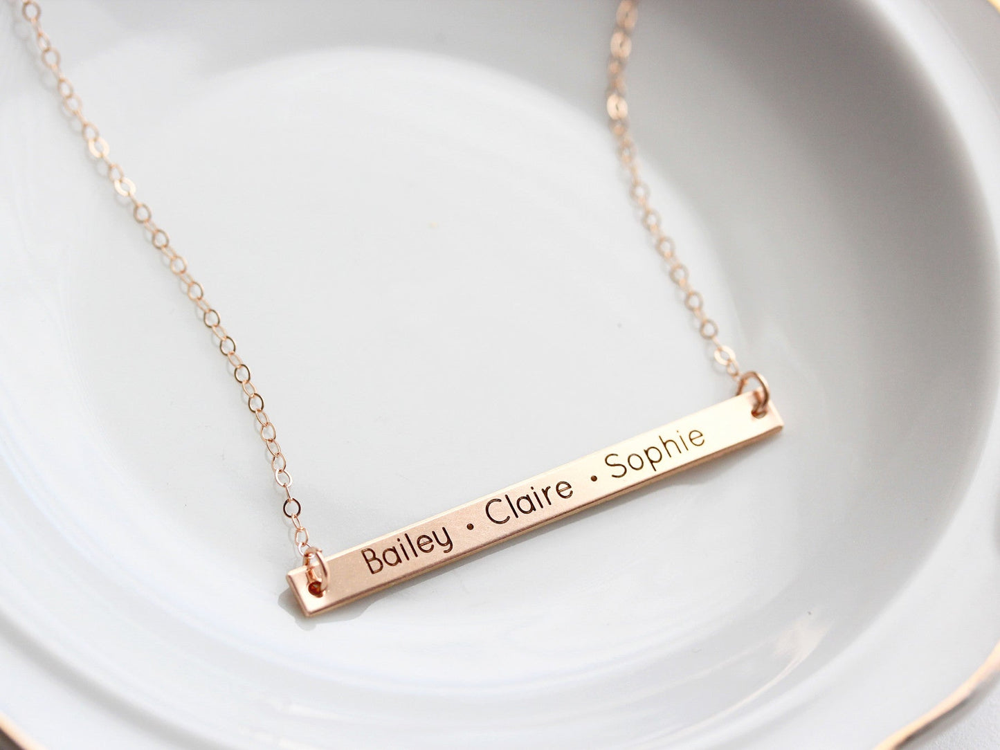 Engraved Bar Necklace | Thin Bar