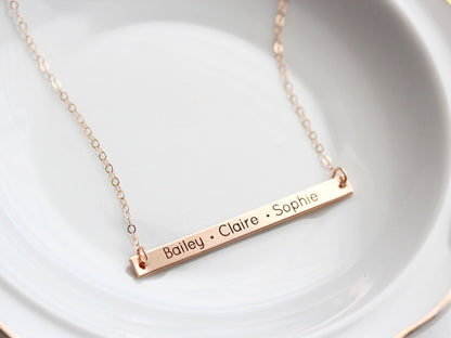 Engraved Bar Necklace | Thin Bar