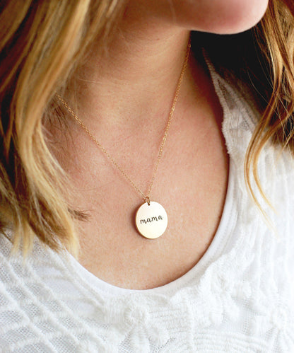 7/8" Engraved Disc Necklace