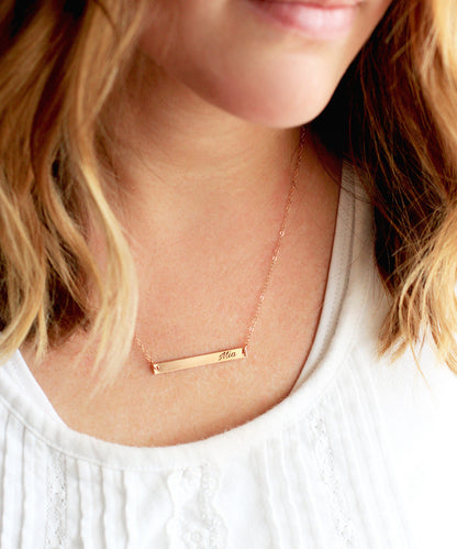 Engraved Bar Necklace | Thin Bar