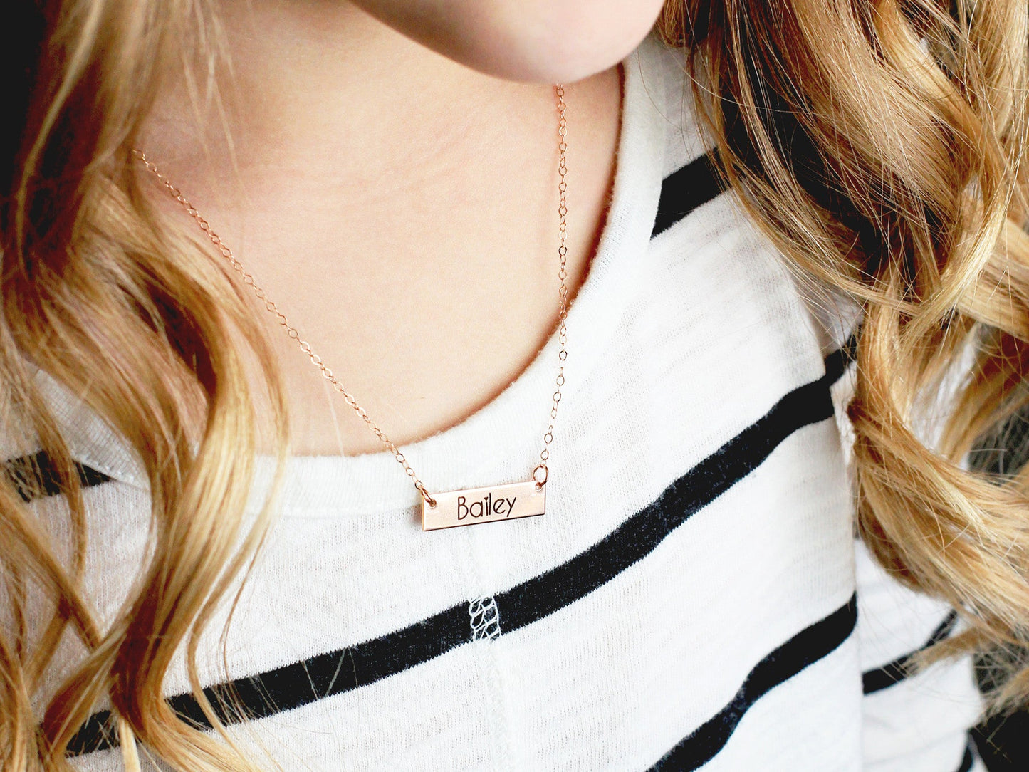 Children's Engraved Bar Necklace | .25" Thick Bar