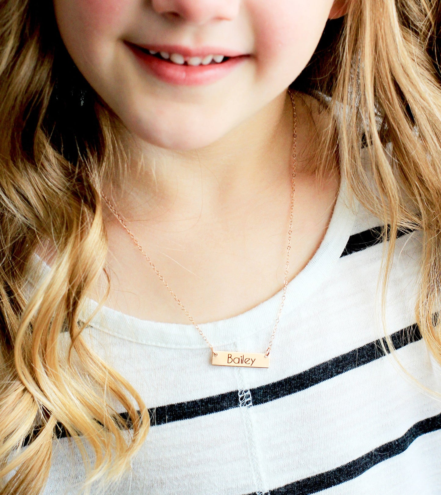 Children's Engraved Bar Necklace | .25" Thick Bar